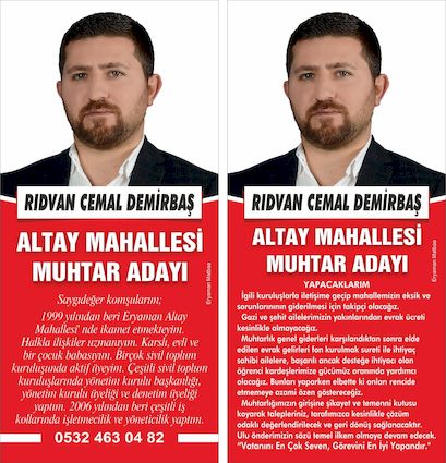 Rıdvan Cemal Demirbaş Altay Mahallesi Muhtar Adayı